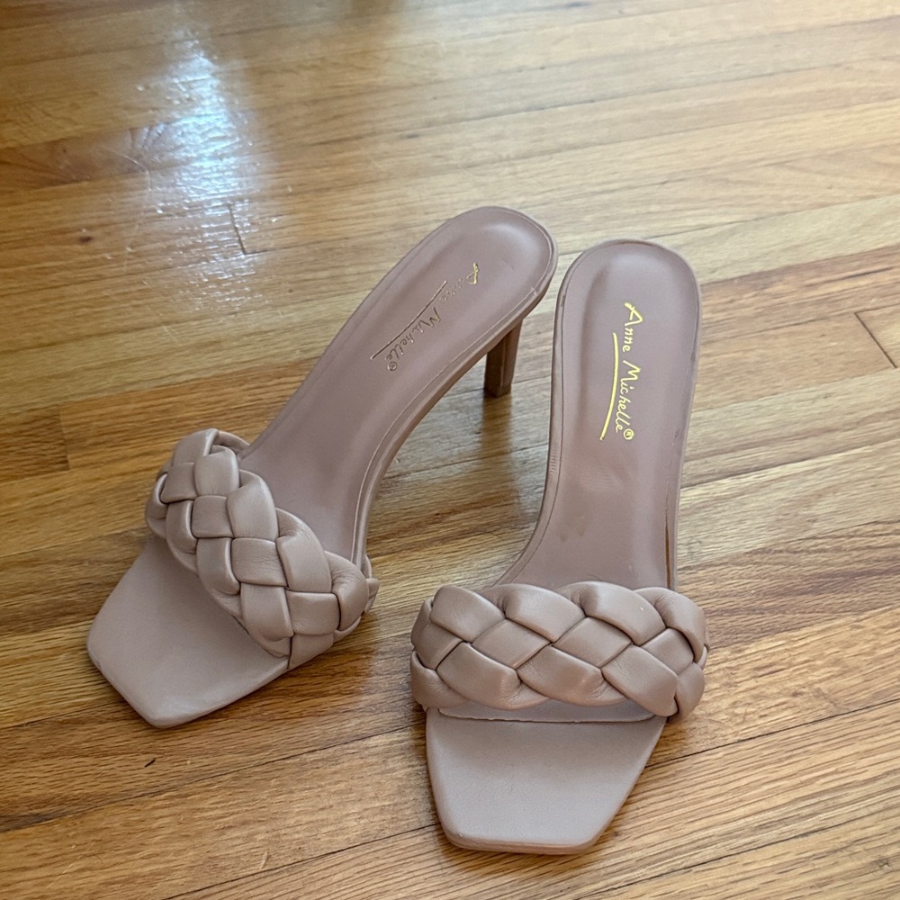 Anne Michelle Women's Tan Braided Heels
